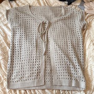 Beige Open-Knit Women's Cardigan